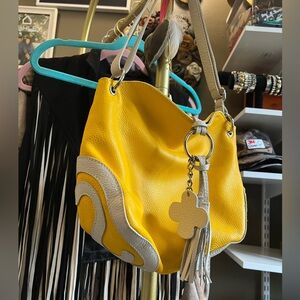 Chic Yellow and Cream Shoulder Bag